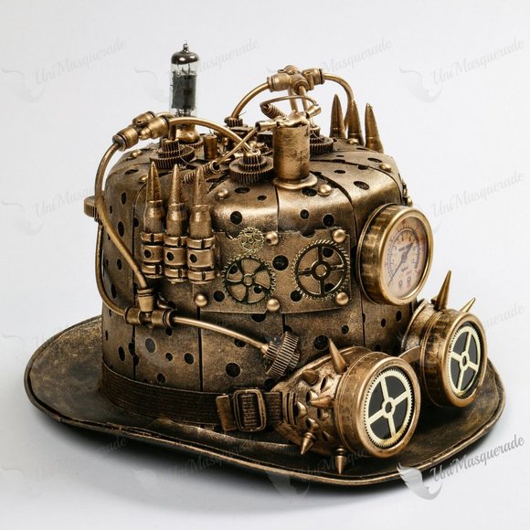 Steampunk Metalic Top Hat Halloween Costume - Picture 3 of 7